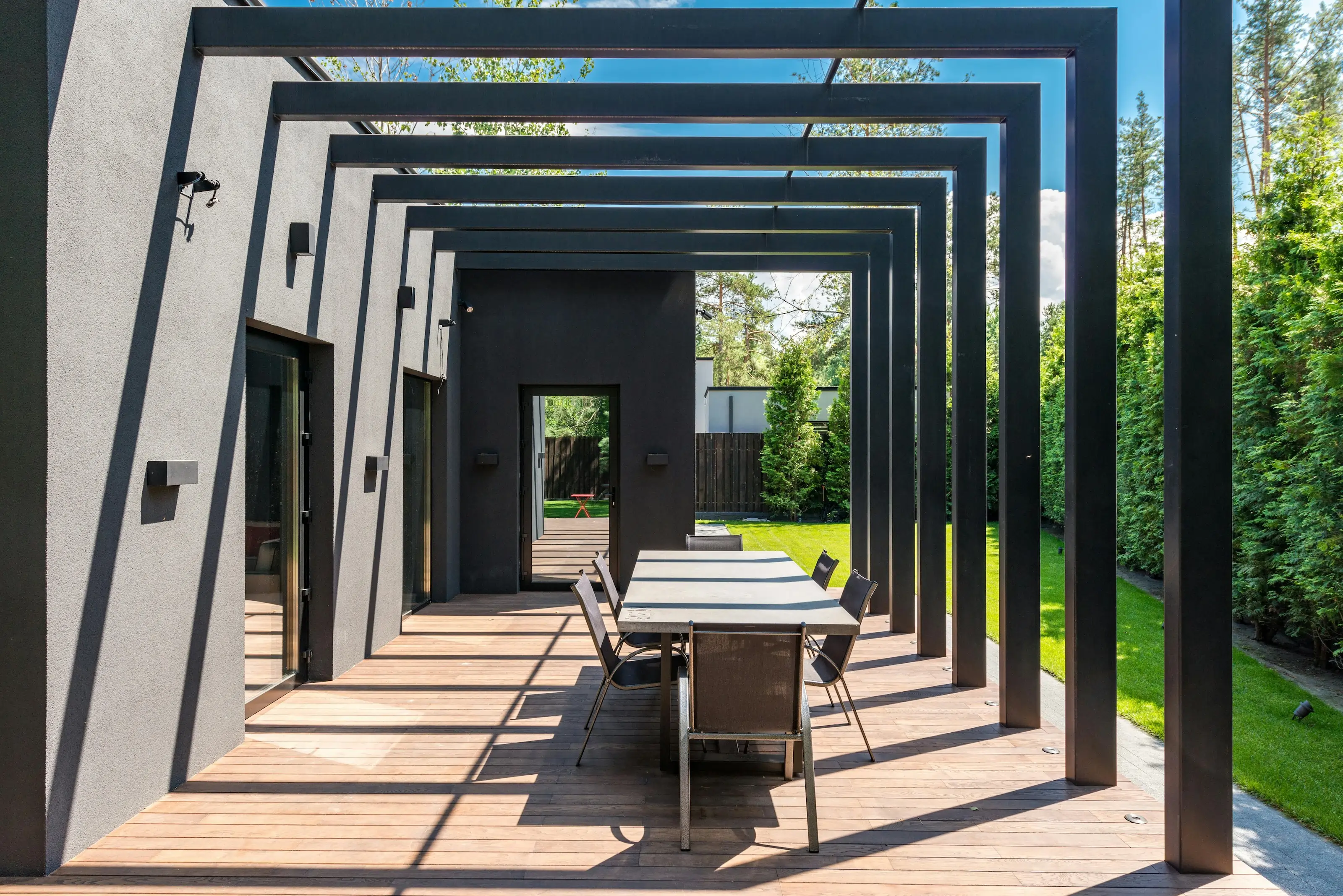Construction of sustainable timber deck with integrated seating